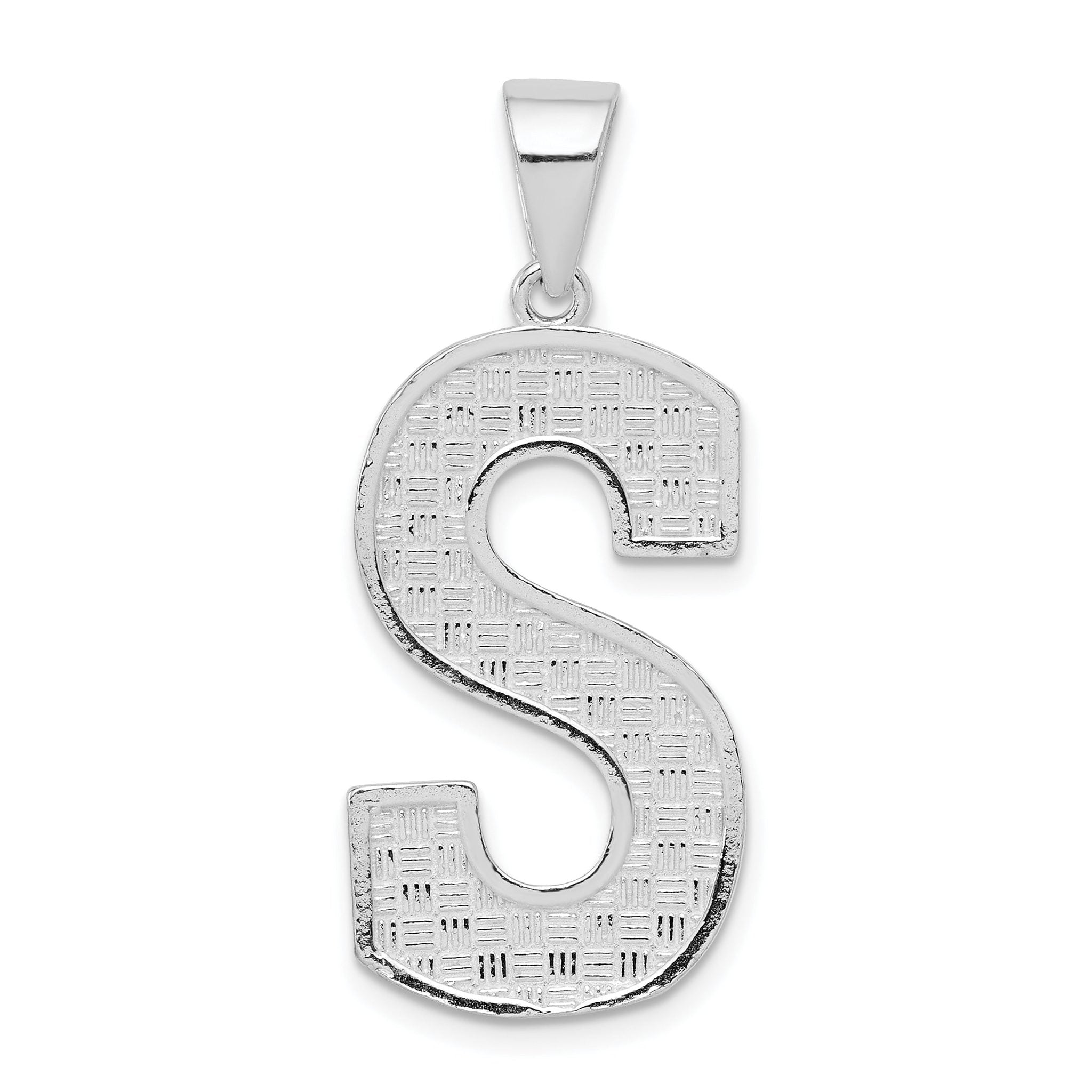 Sophia Jewelers Sterling Silver 925 Rhodium-Plated S Initial Pendant  Large, Casted Design