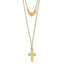 14K Gold Polished Cross & Heart Necklace with Extender Elegant Women's Jewelry
