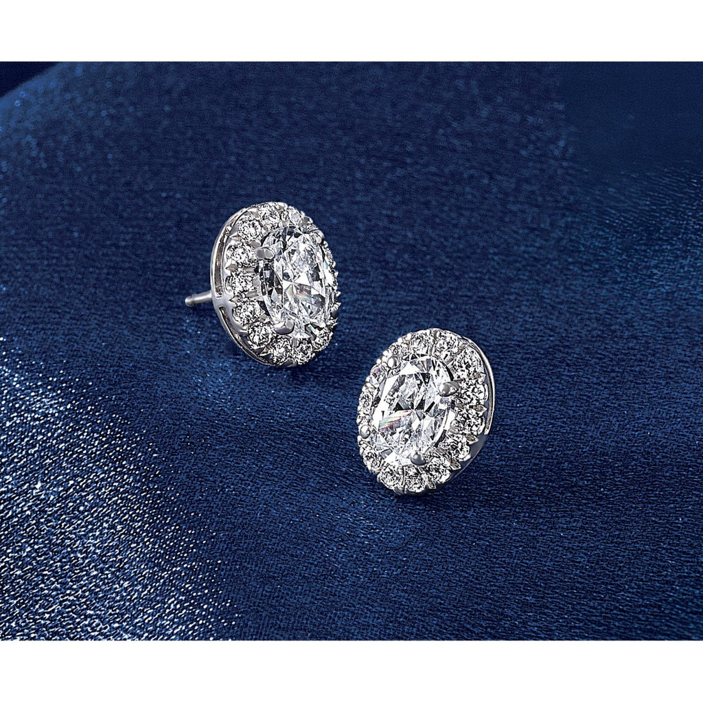 14K Yellow Gold 1 1/4 ct Lab-Created Diamond VS+ F+ Halo Earrings