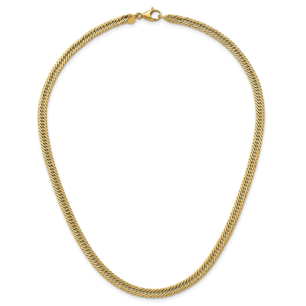 14k Polished Fancy Hollow Curb Link 17 inch Necklace