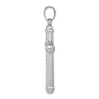 Sterling Silver 3D Reversible Cross Pendant with Rhodium-Plated Diamond-Cut Finish