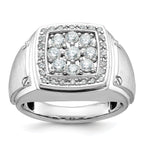 14k White Gold Mens Polished and Satin 1 Carat AA Quality Diamond Square Cluster Halo Ring