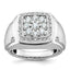 14k White Gold Mens Polished and Satin 1 Carat AA Quality Diamond Square Cluster Halo Ring