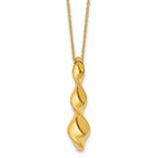 14K Polished Wavy Pendant on Dia-cut Chain w/1in ext. Necklace