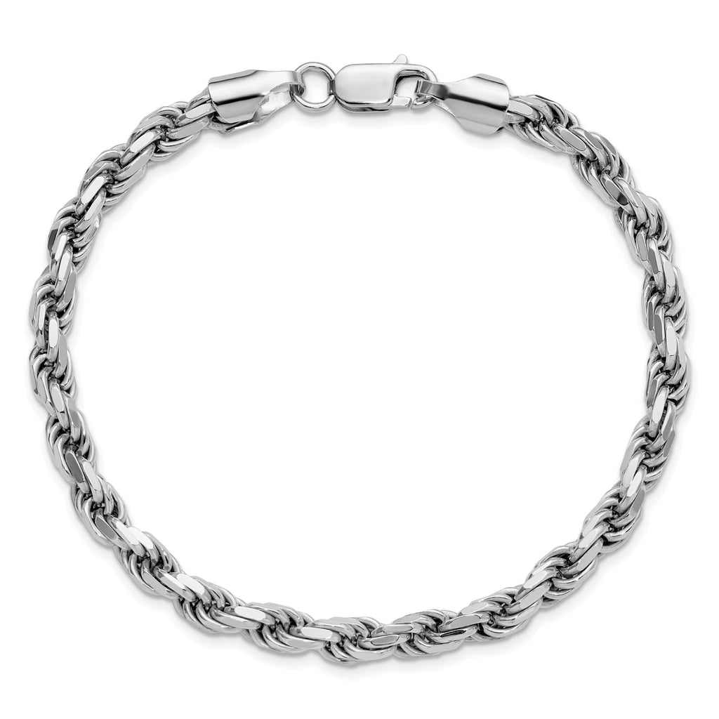 Sterling Silver Rhodium-plated 5.75mm Diamond-cut Rope Chain
