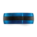 Carbon Fiber & Blue IP Wedding Band in Stainless Steel, 8mm