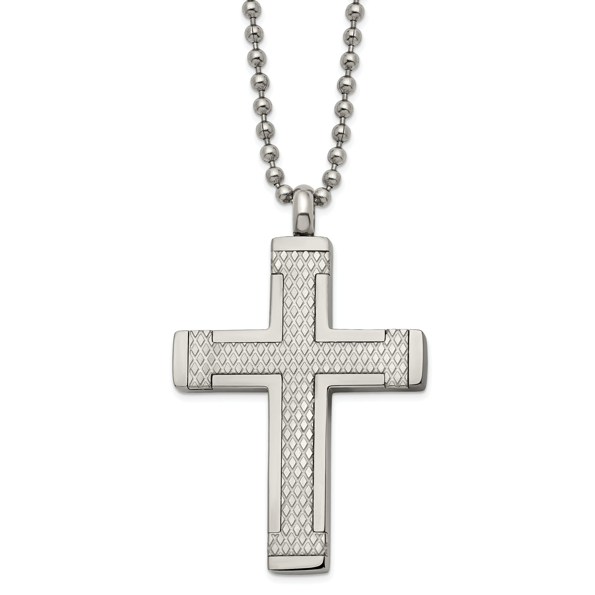 Laser-Cut Cross Necklace in Titanium Main image