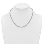 Sterling Silver Polished Textured 4.5mm Figaro Rope 18 inch Necklace