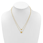 14K Polished Two-Strand Hearts with 1 Inch Ext. Necklace