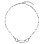 Sterling Silver Rh-plated Polished CZ with 2in ext. Necklace
