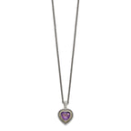 Sterling Silver & 14K Gold Amethyst Heart Necklace Vintage Inspired Elegance