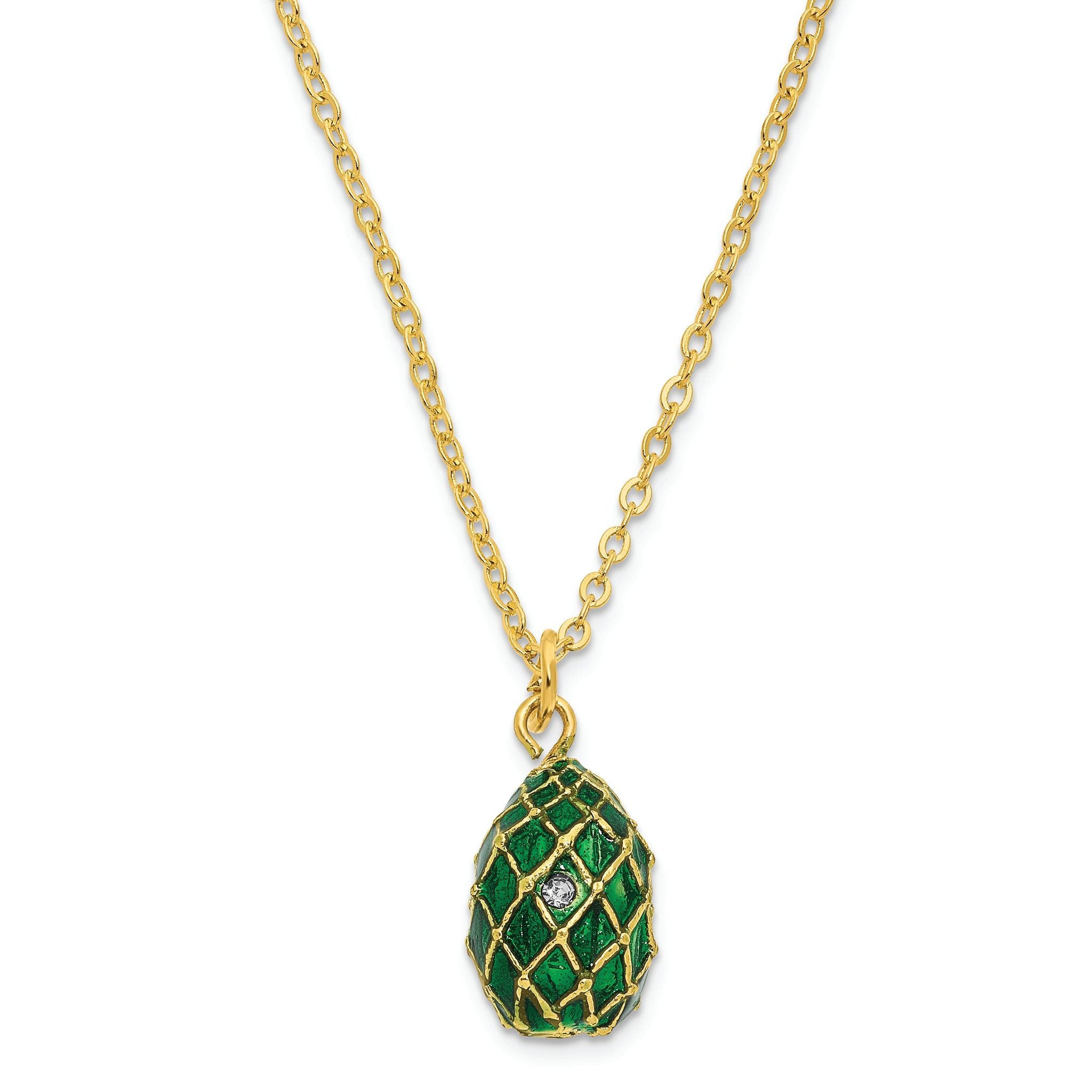 Luxury Giftware Pewter Bejeweled Crystals Gold-tone Enameled ROYAL COACH With Ring Holder and Coach Inside Egg with Matching 18 Inch Necklace