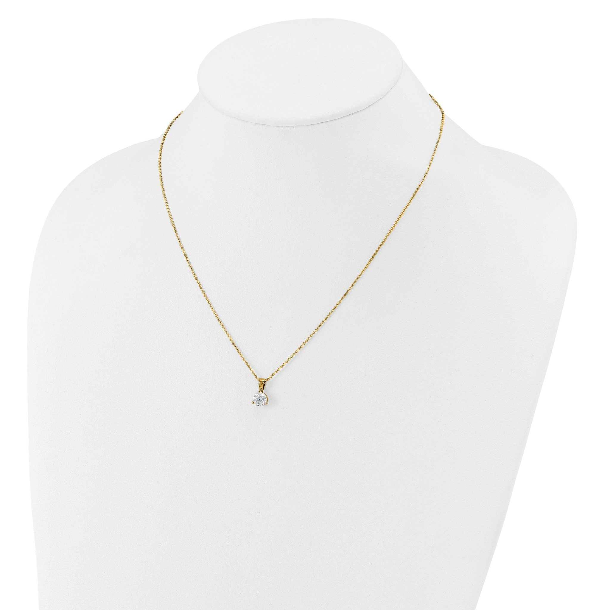 14k 7/8 carat Lab Grown Diamond VS/SI+ G+ Three Prong 18 inch Solitare Pendant Necklace
