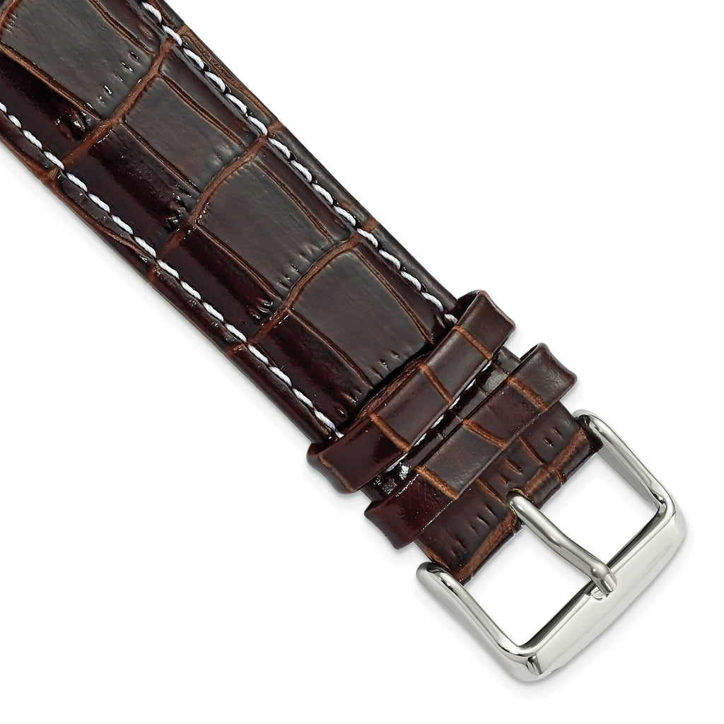 Crocodile-Grain Leather Watch Band in Brown, 14mm