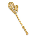 14K Gold 3D Lacrosse Stick Pendant for Men  Solid Polished Crafted Charm