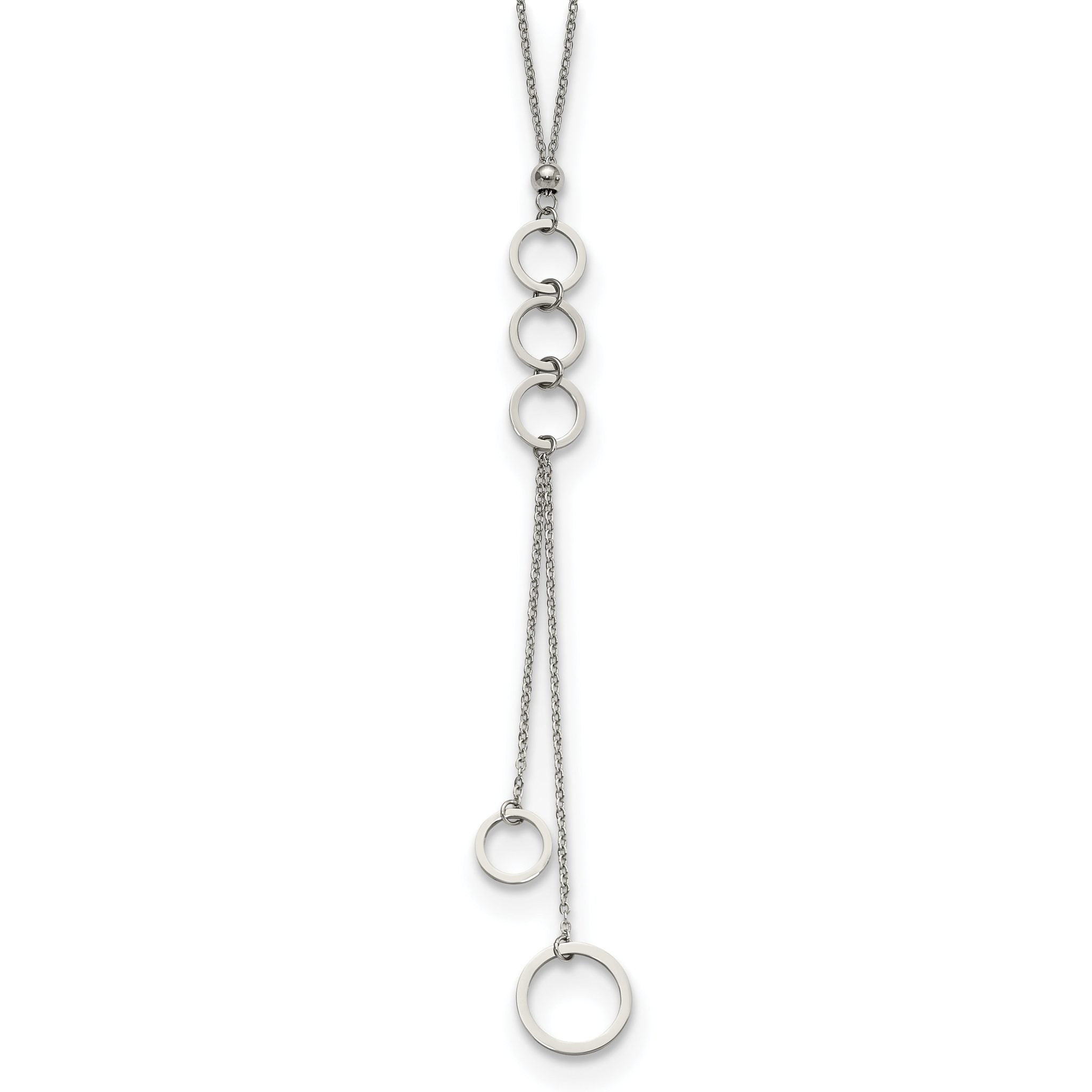 Chisel Stainless Steel Polished with Circle Dangles 23 inch with a 2 inch Extension Necklace Main image
