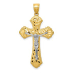 14K Two-Tone Gold Diamond-Cut Passion Crucifix Pendant Polished Finish
