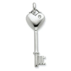 Heart Key Pendant in Sterling Silver with Cubic Zirconia, 47mm - Sophia Jewelers