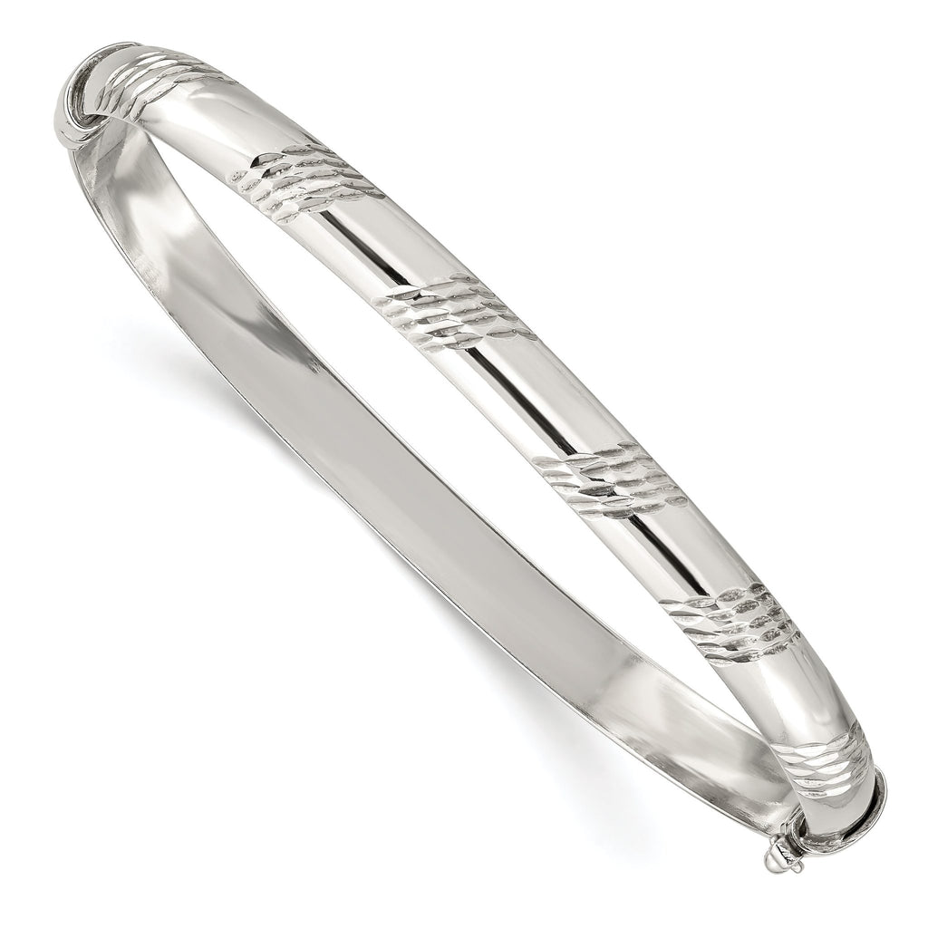 Sterling Silver Diamond Cut 6mm Bangle
