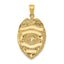 14K Gold Polished Large Badge Pendant with Textured Design