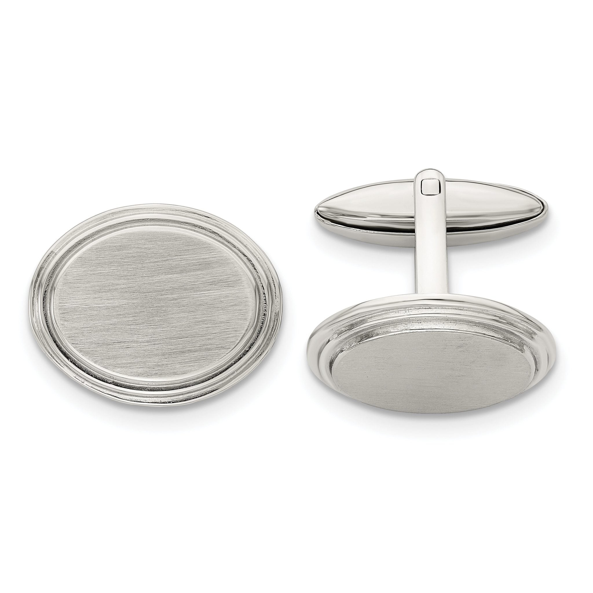 Stainless Steel Brushed & Polished Oval Cuff Links Main image