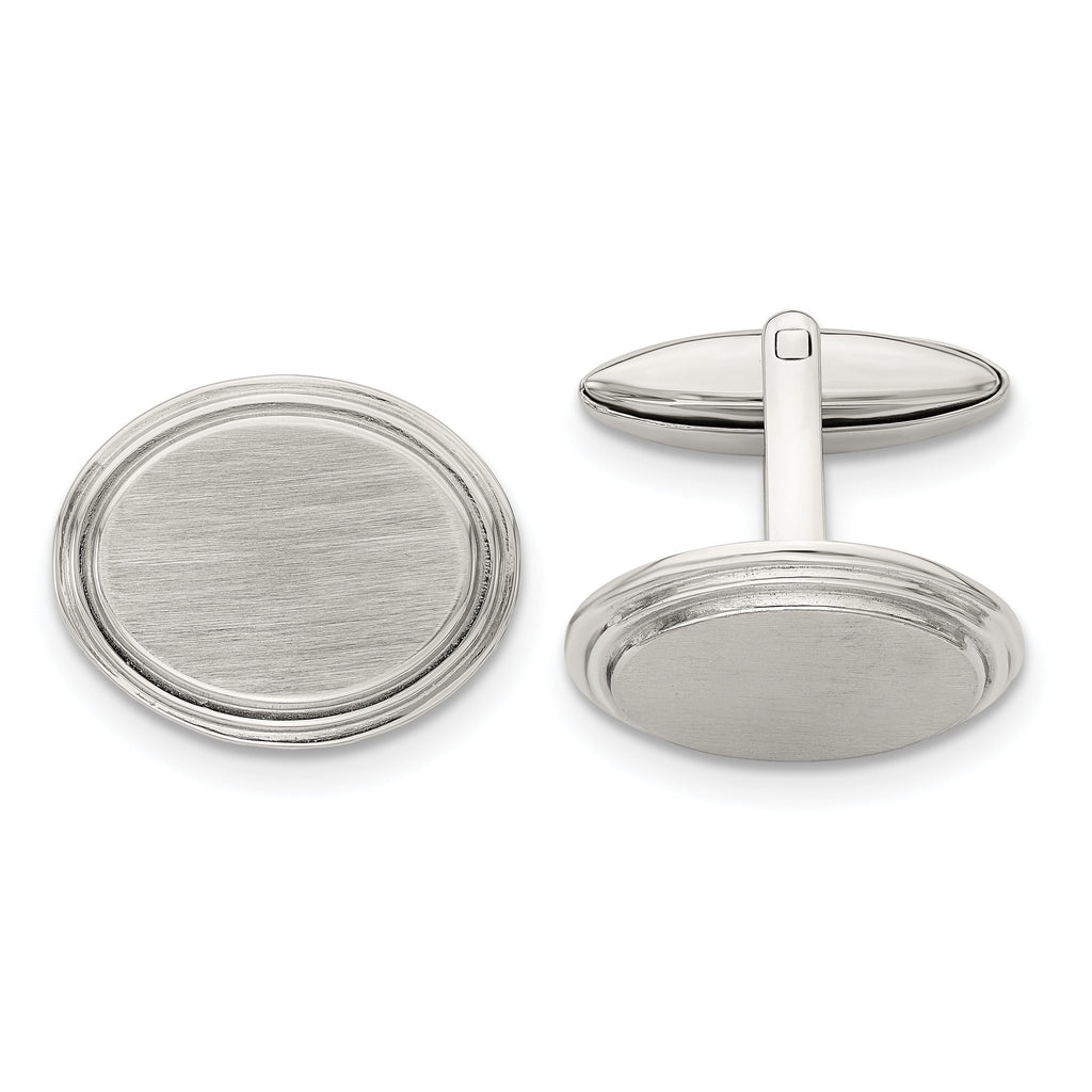 Stainless Steel Brushed & Polished Oval Cuff Links