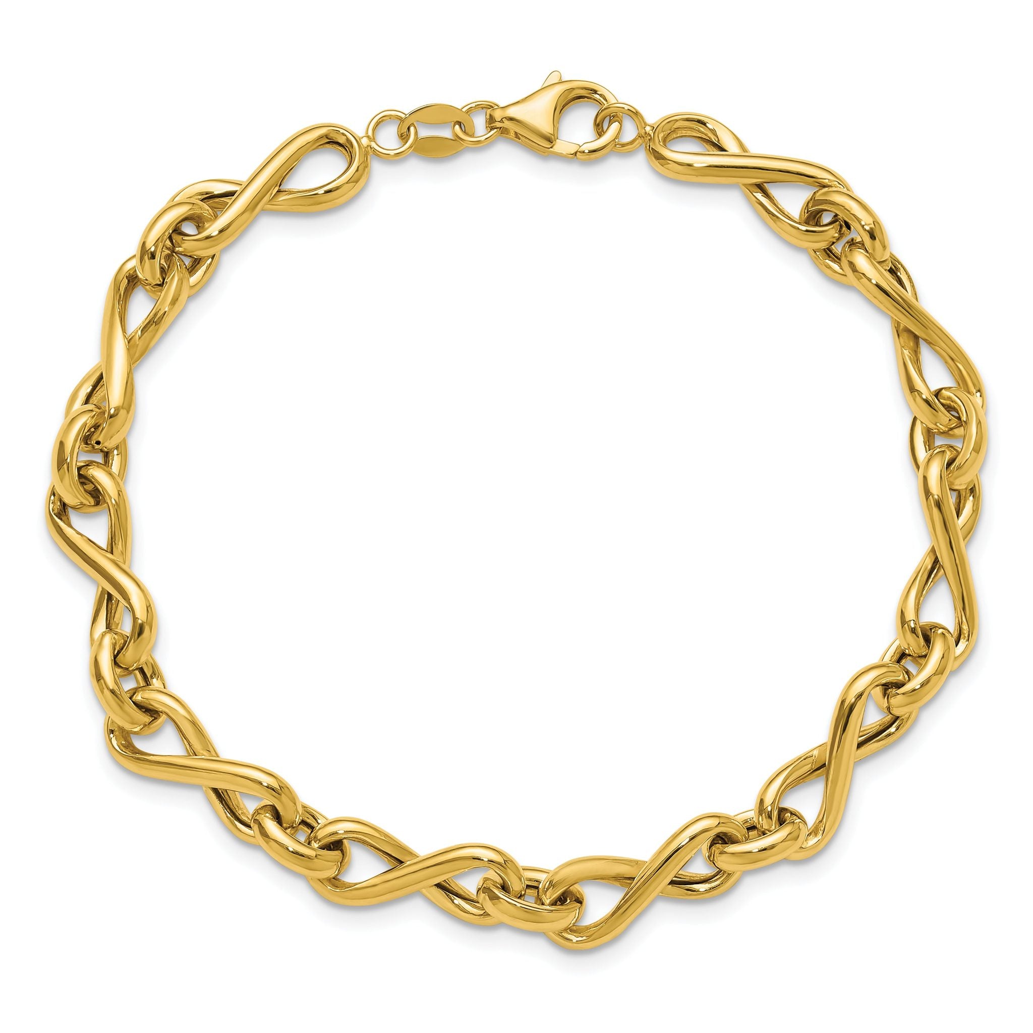 14K Polished Fancy Twisted Link Infinity Bracelet