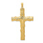 14K Gold Large Tree Textured Cross Pendant with Polished Finish