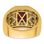 10k 1 7/8 carat Lab Grown Diamond VS/SI+ G+ and Lab Created Ruby Men's Ring