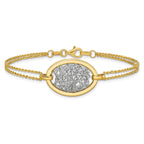 14K w/White Rhodium Polished D/C Fancy Oval 2-Strand Bracelet