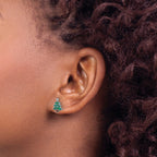 SS Rh-plated Green Enamel Crystal Christmas Tree Post Earrings