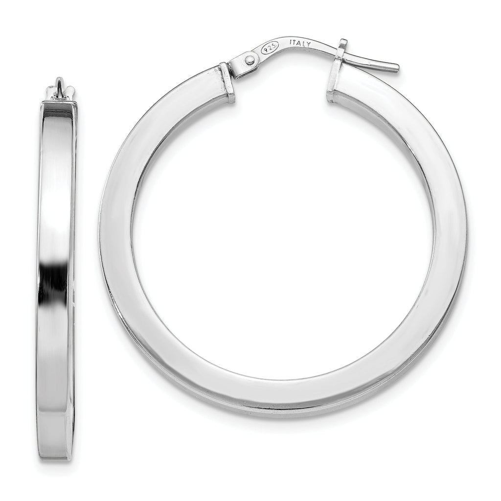 Sophia Jewelers 925 Sterling Silver Polished Hoop Earrings in Elegant Rhodium