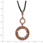 Crystal Double Circle Cord Necklace in Copper-Tone
