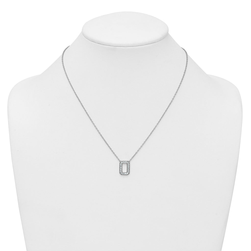 14k White Gold 1/3 carat Lab Grown Diamond VS+ F+ Complete Letter O 18 inch Initial Necklace