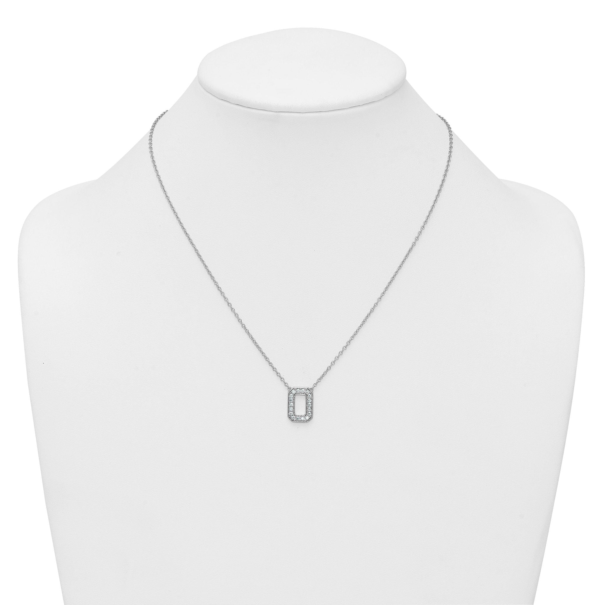 14k White Gold 1/3 carat Lab Grown Diamond VS+ F+ Complete Letter O 18 inch Initial Necklace