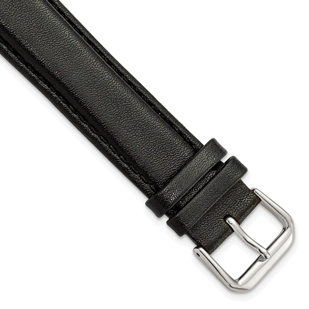 Extra-Long Smooth Leather Watch Band in Black, 18mm