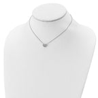 Sterling Silver Rhodium Plated CZ Heart With 1.5in ext Necklace