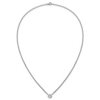 Sterling Silver Rhodium-plated Polished 7.00mm Bezel-set CZ 18 inch Necklace