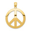 14K Gold Peace Sign Pendant for Men Polished, Solid, Casted Design