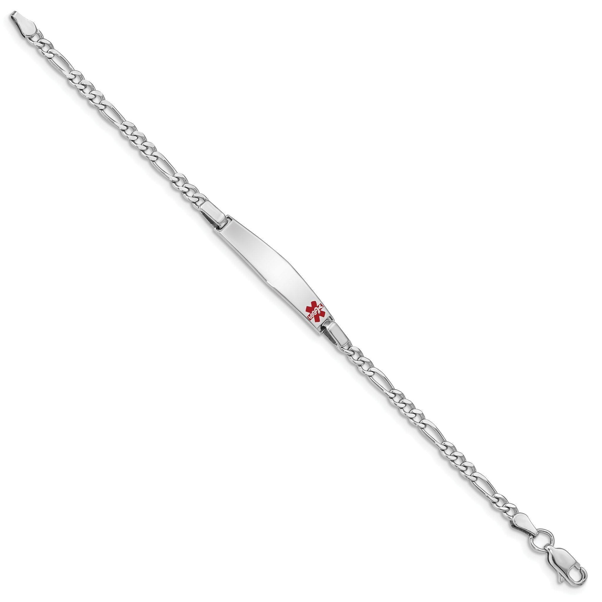 Sterling Silver Rhodium Children's Medical ID Bracelet w/Figaro ID Bracelet Secondary image