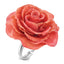 Lacquer Dipped Pink Real Rose Adjustable Silver-tone Ring