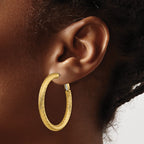 14K Gold Diamond-Cut Hoop Earrings with Omega Back  Polished Finish