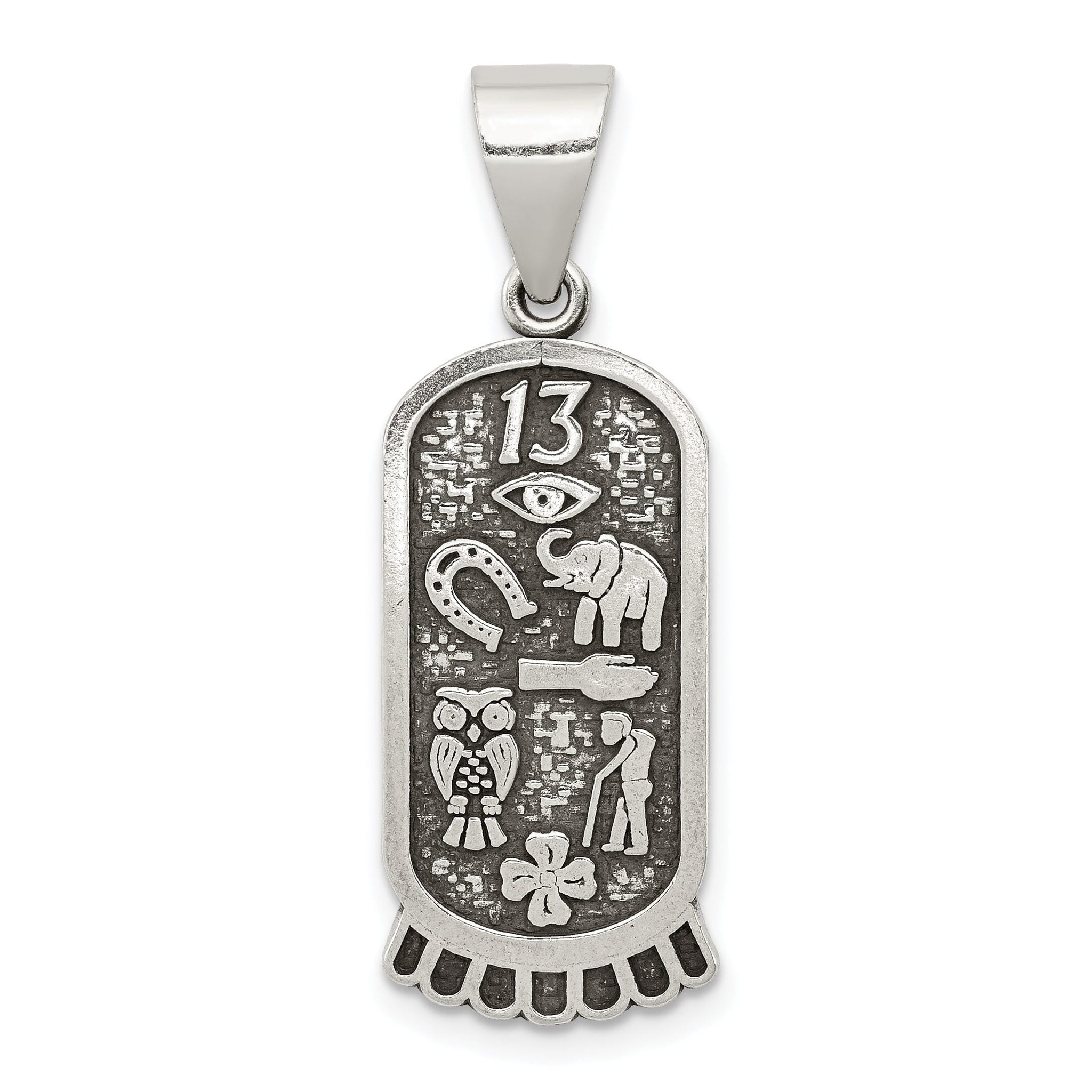 Sterling Silver 925 Men's Antiqued Good Luck Pendant 23mm
