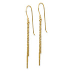 14k Polished Diamond-cut Chain and Bar Shepherd Hook Earrings