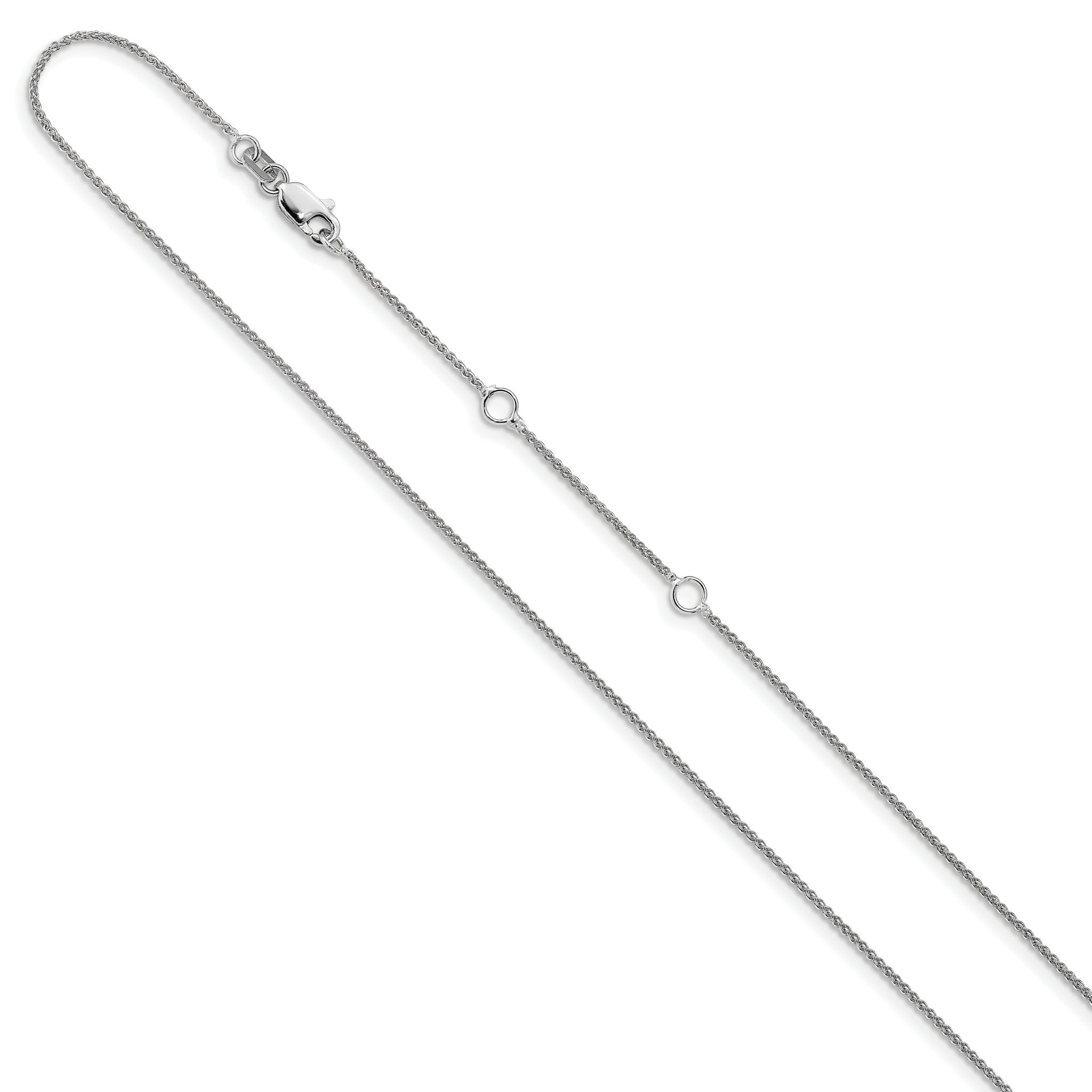 14K White Gold 1mm Spiga 1in+1in Adjustable Chain Secondary image
