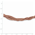 Sterling Silver Rose-tone Wire Mesh With 2IN Ext Necklace