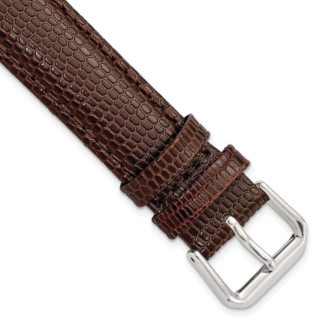 Lizard Grain Watch Band in Dark Brown Leather, 16mm