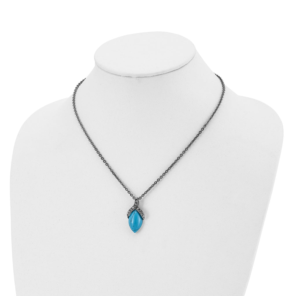Simulated Turquoise & Marcasite Necklace in Stainless Steel