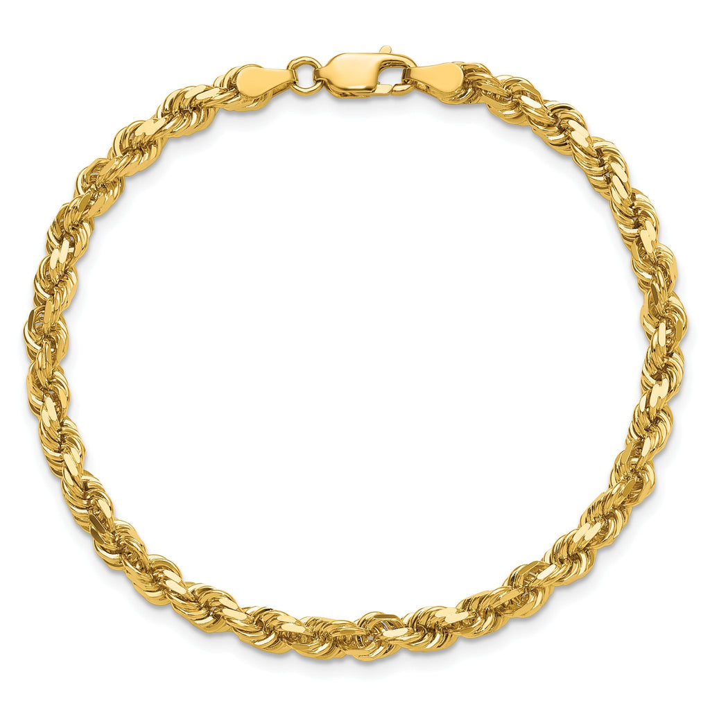 14K 7 inch 4.25mm Diamond-cut Rope with Lobster Clasp Chain