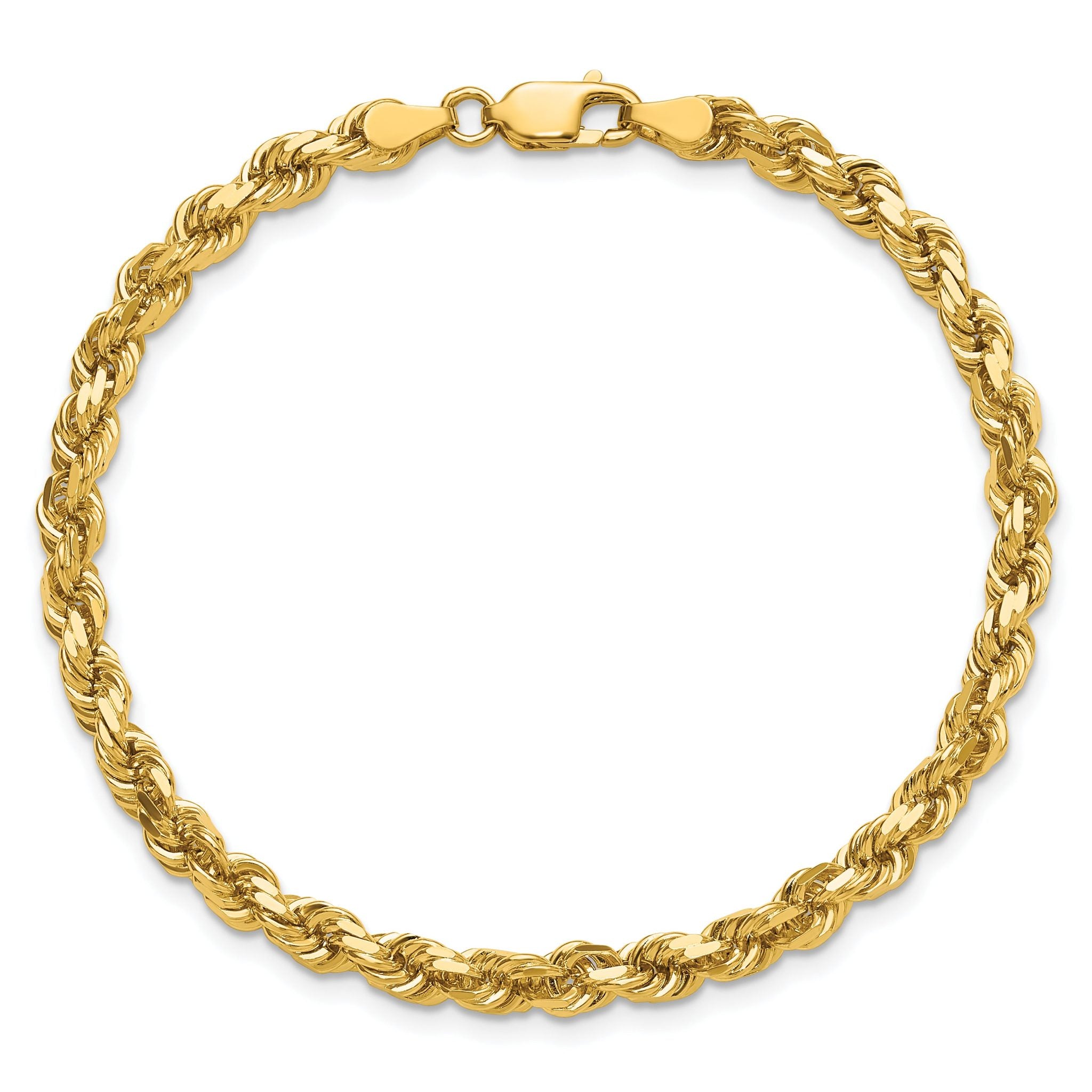 14K 7 inch 4.25mm Diamond-cut Rope with Lobster Clasp Chain